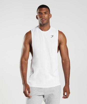 Camiseta Tirantes Gymshark React Drop Arm Hombre Blancas | CO 3154QMA